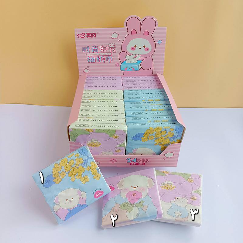 دستمال کاغذی طرح دار سایز بزرگ طرح خرسی