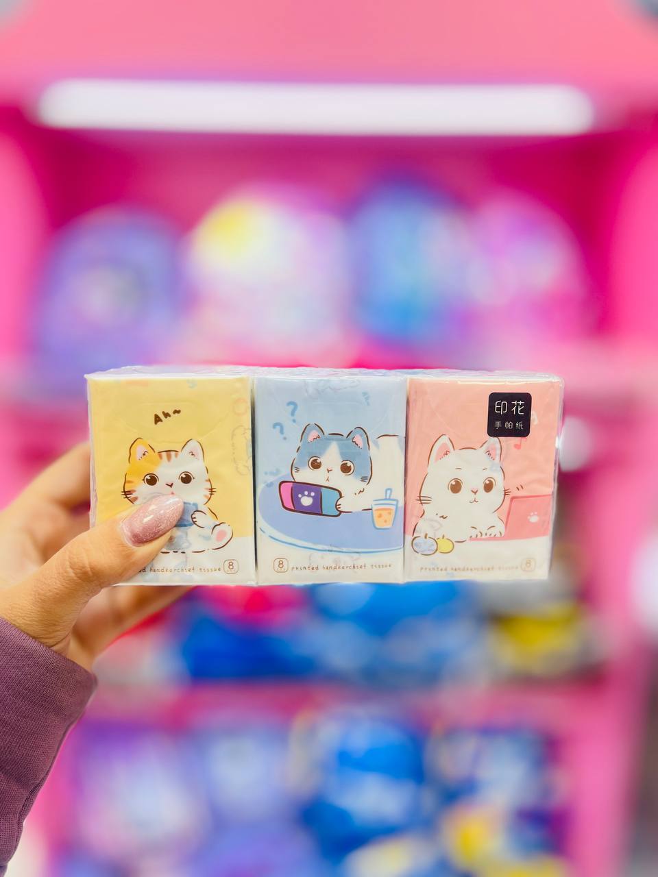 دستمال کاغذی طرح دار مدل گربه بازیگوش