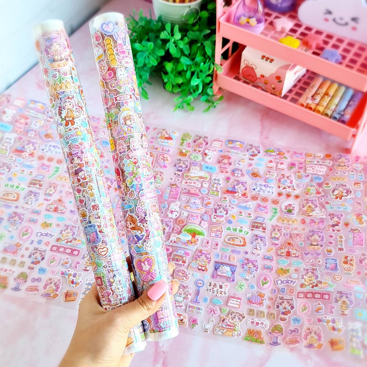 🎀✨ استیکر رولی سایز بزرگ – طرح دختر ✨🎀