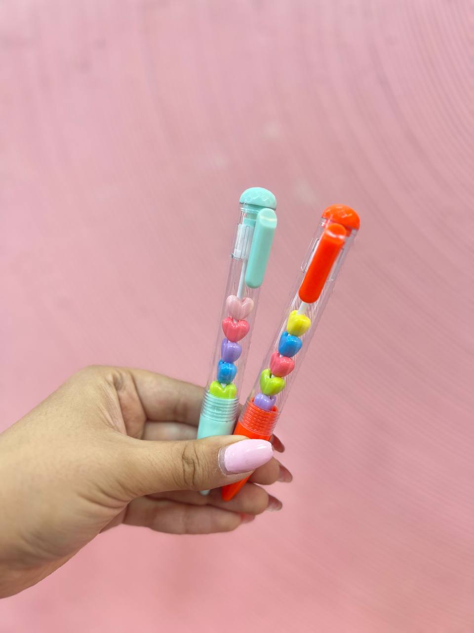 خودکار مهره دار شفاف طرح قلب